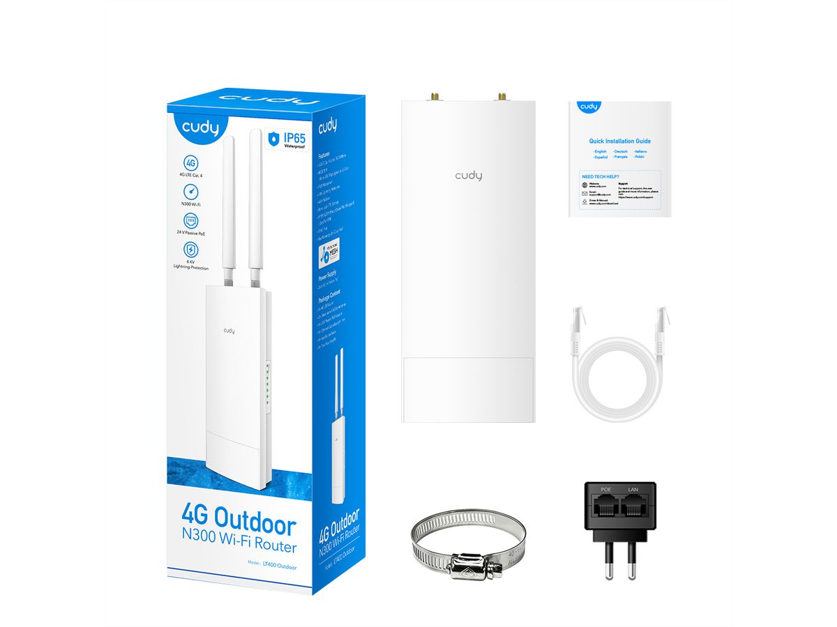 CUDY LT400 Outdoor 4G Wi-Fi Router LTE Cat 4 N300