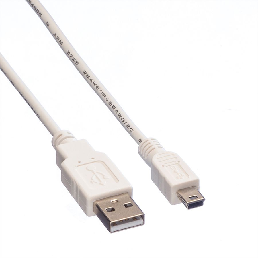 VALUE Câble USB 2.0, type A - mini 5-broches, blanc, 0,8 m