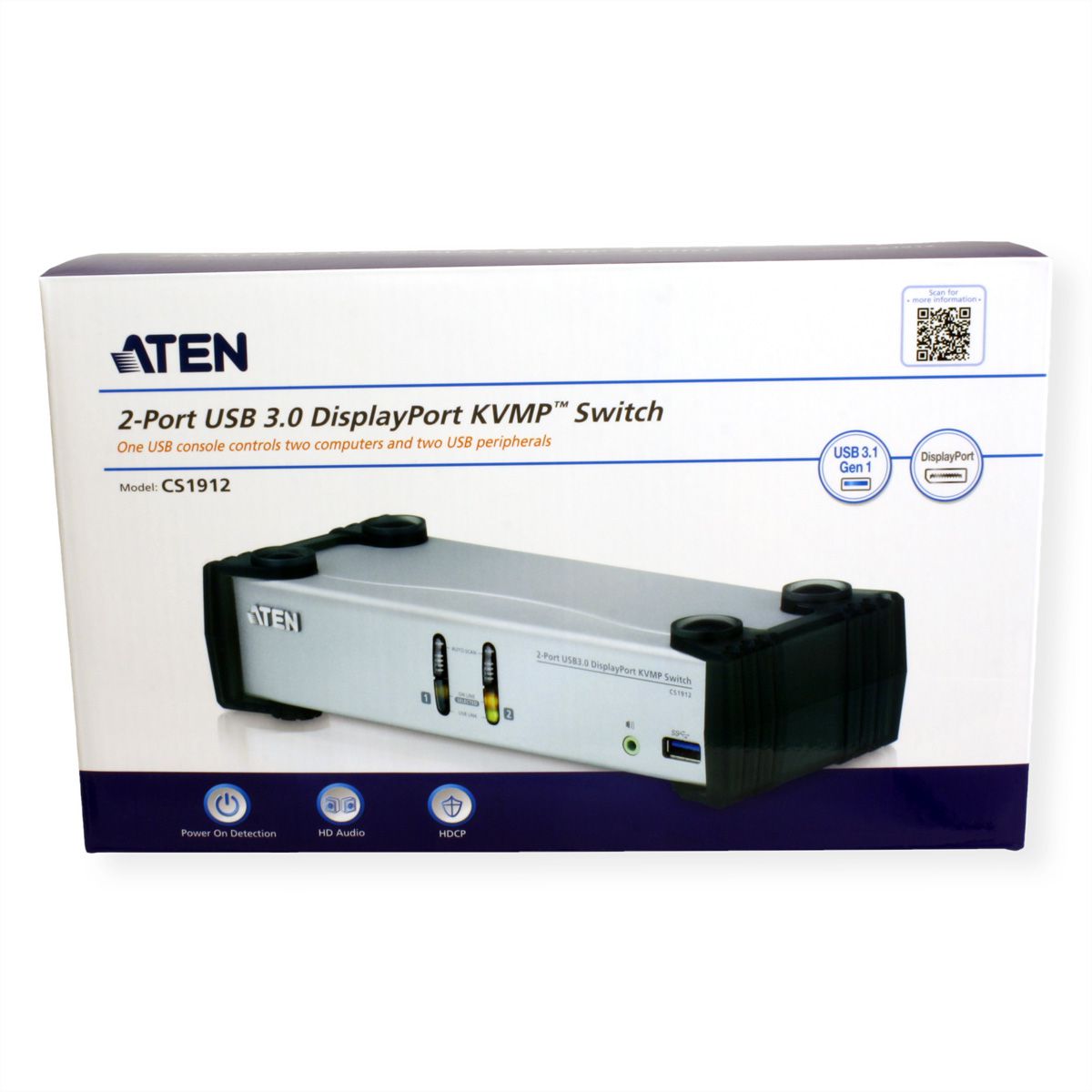 ATEN CS1912 Commutateur KVMP DisplayPort 2 ports USB 3.0