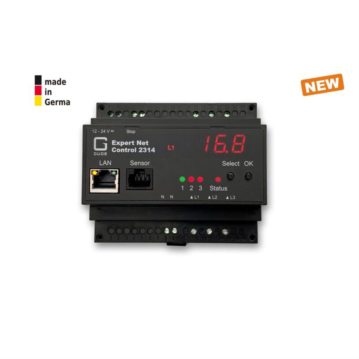 GUDE 2314-1 Commande Relais IP avec 3 sorties et mesure d'énergie, rail DIN