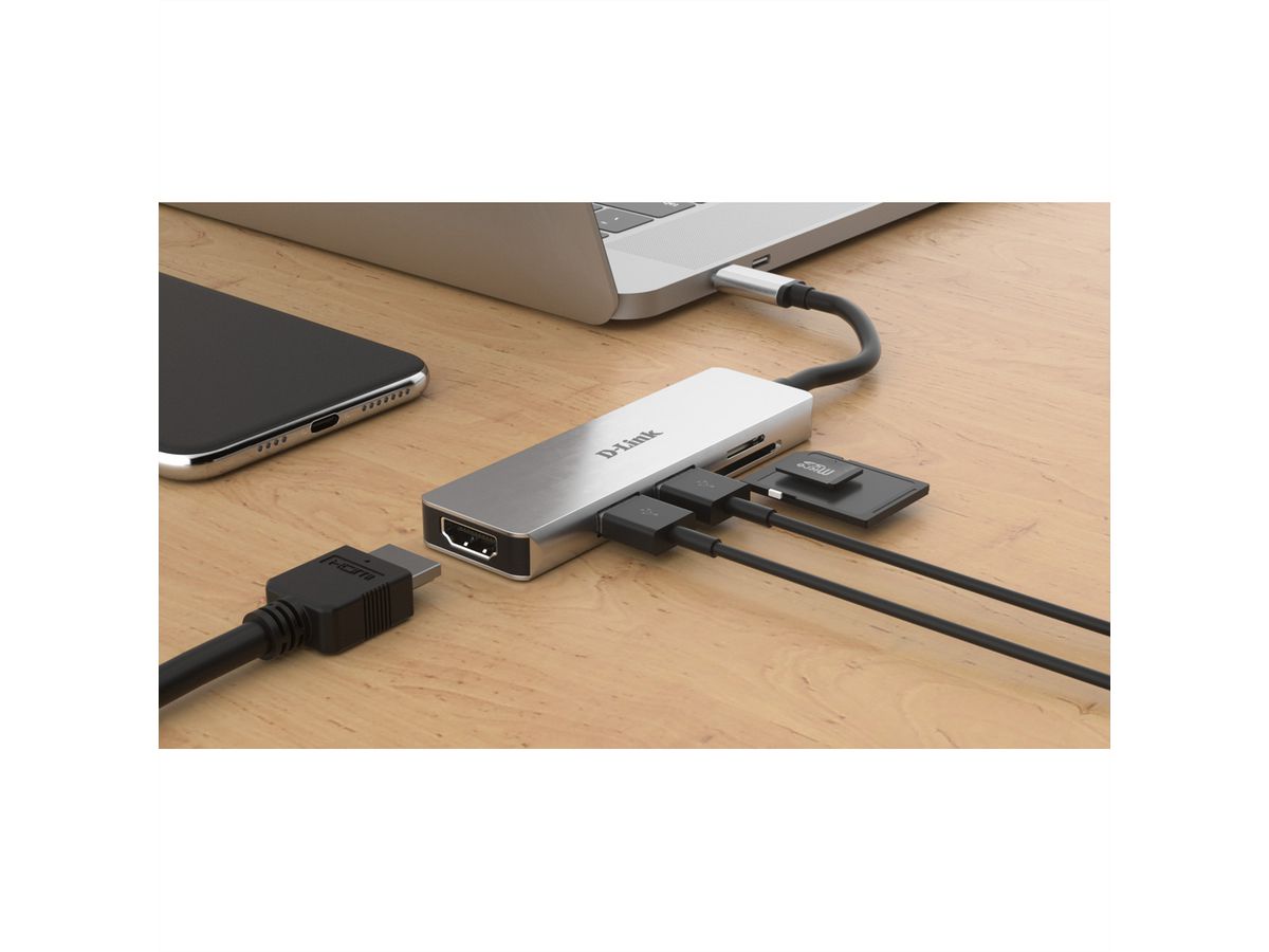 D-Link DUB-M530 USB-C 5-Port USB 3.0 Hub mit HDMI, SD & microSD Card Reader
