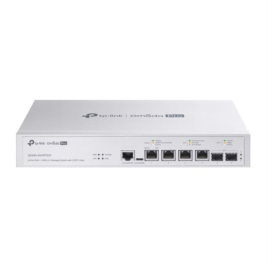 TP-Link Campus Switch S5500-4XHPP2XF, 4x10G PoE++ 2xSFP+ Managed Switch