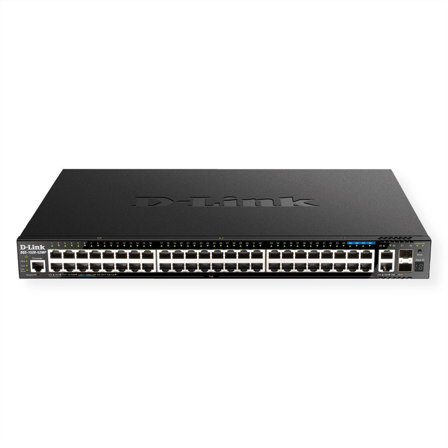 D-Link DGS-1520-52MP/E 52-Port Smart Managed PoE+ Gigabit Stack Switch, 4x 2.5 GE, 4x 10G