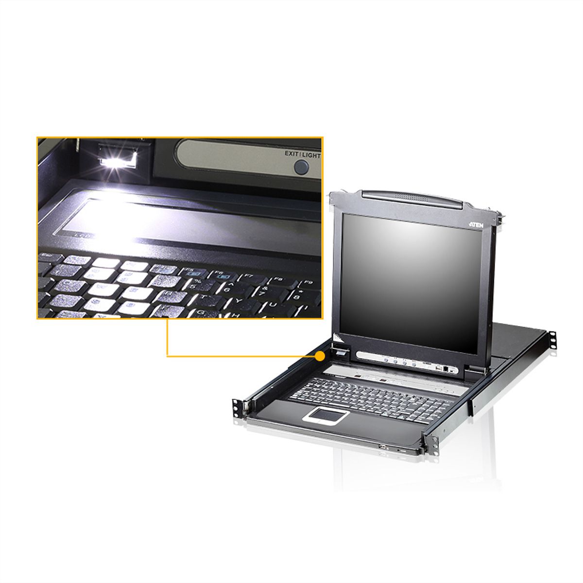 ATEN CL5716MW Commutateur KVM VGA LCD 43cm large à un seul rail PS/2-USB 16 ports, FR-Layout