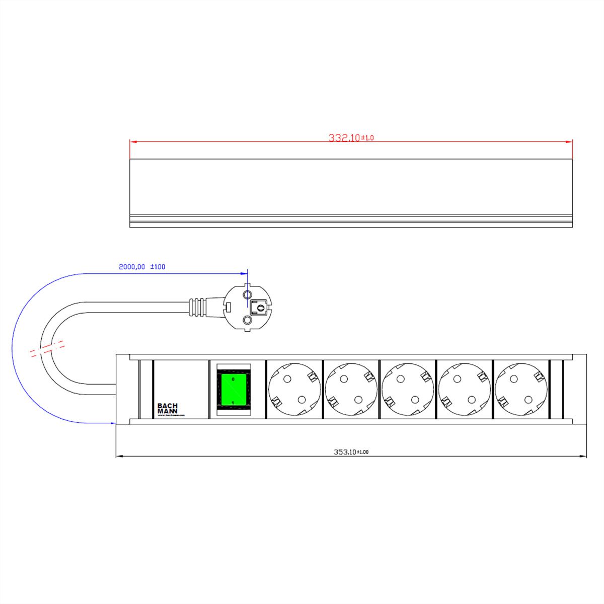 BACHMANN CONNECT LINE 5xSchutzkontakt, Schalter