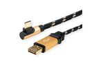 ROLINE GOLD Câble USB 2.0, USB-A mâle reversible - USB-C mâle, 90° coude, 1,8 m
