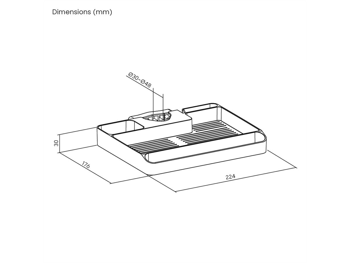 VALUE Ablagefach für Stangenmontage, bis 3 kg, 30-48 mm (1,2"-1,9")