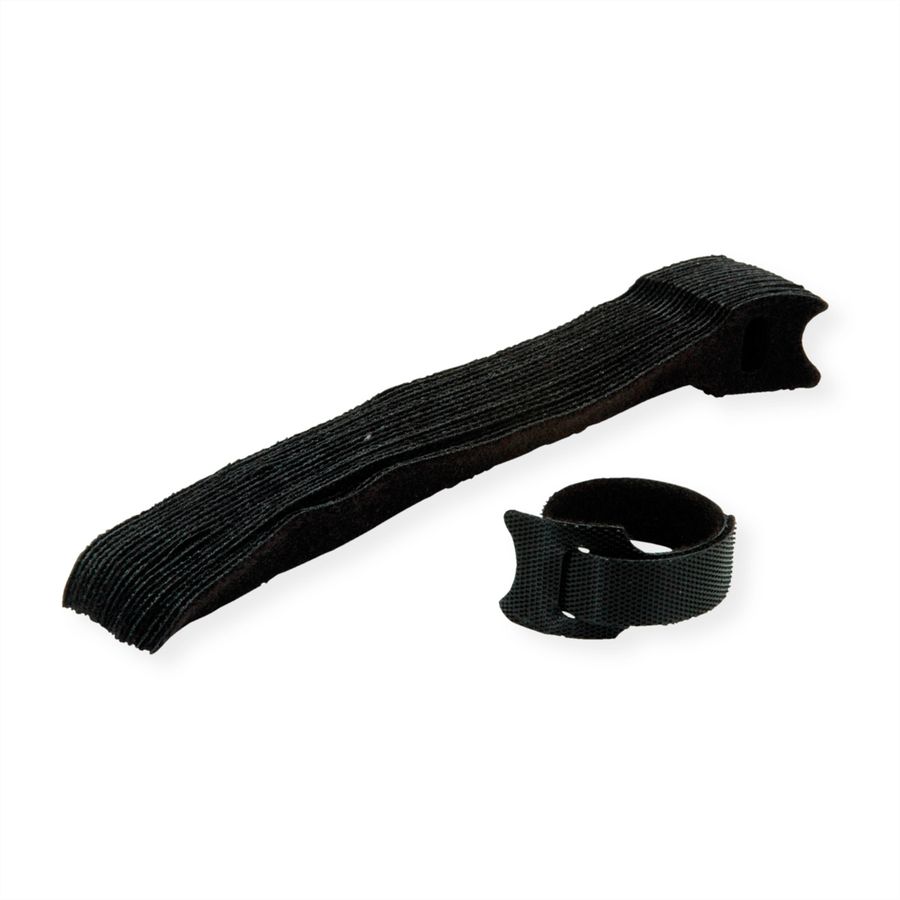 VALUE Bande auto-agrippante avec languette, par 20, noir, 15 cm