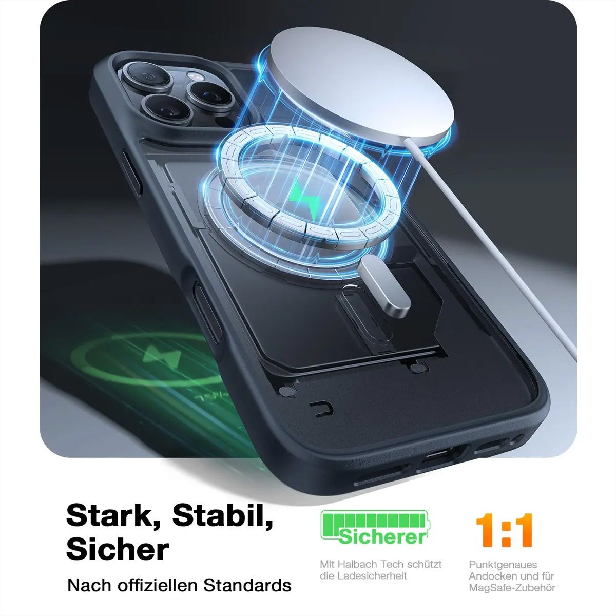 Torras Handyhülle Guadrian iPhone 16 Pro Max, MagSafe, schwarz