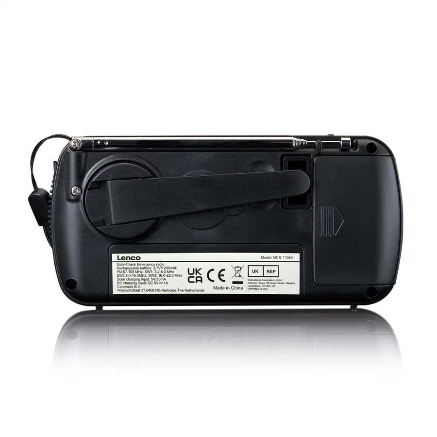 Lenco Notfall Kurbelradio MCR-113BK, FM/KW, Powerbank, Taschenlampe