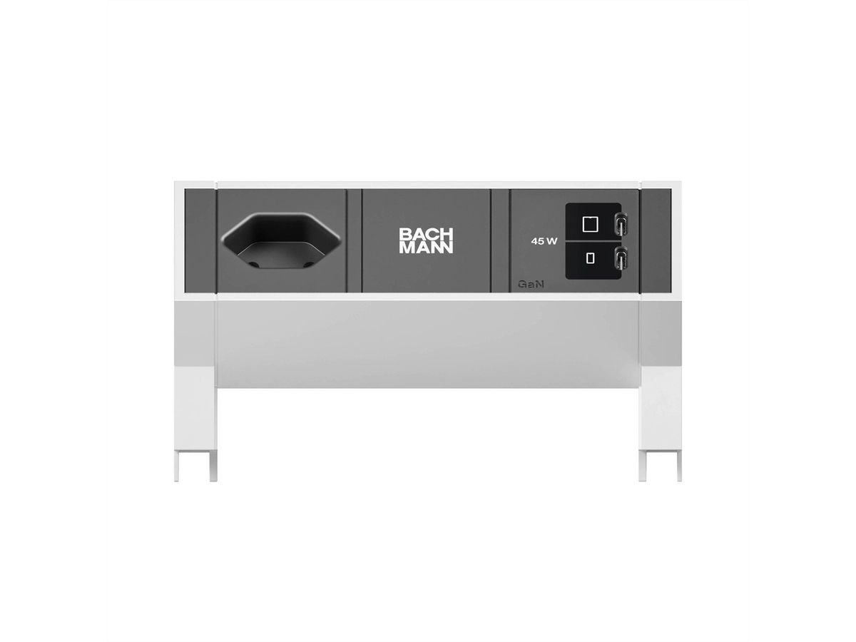 BACHMANN DESK2 1xCH 90° 1xUSB C/C 45W, L=0,2m INOX