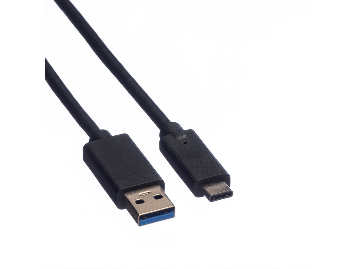 ROLINE GREEN USB 3.2 Gen 1 Kabel, A-C, ST/ST, schwarz, 0,5 m