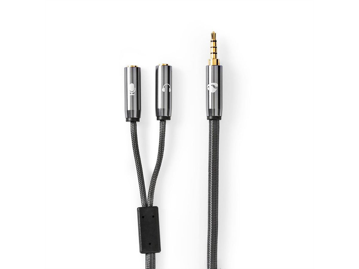 Nedis Stereo-Audiokabel, 3.5mm, 1x ST, 2x BU, grau, 0.2 m