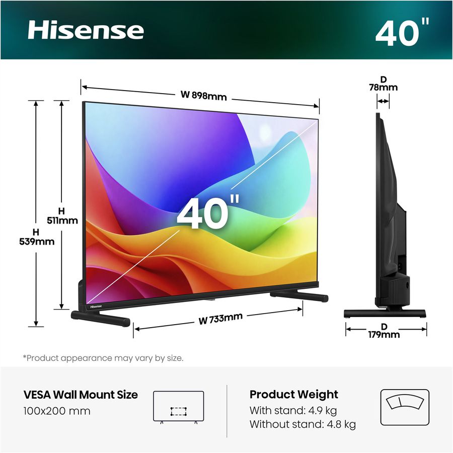 Hisense TV 40A5DS 40", QLED FHD, 60Hz