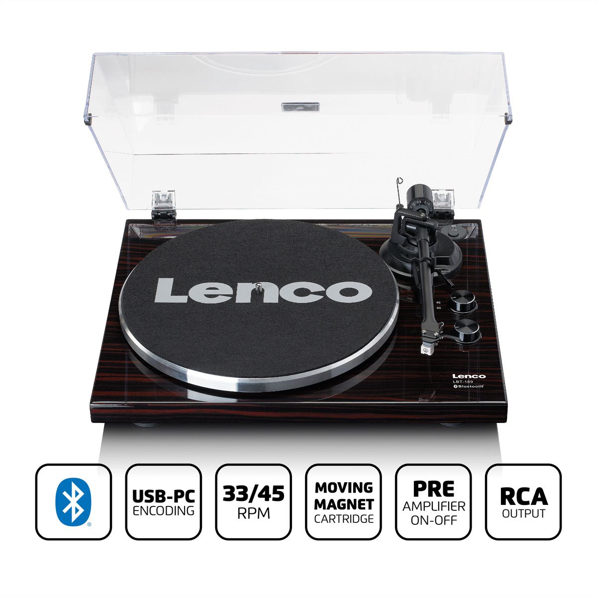 Lenco Platine vinyle LBT-189WA , noir / marron