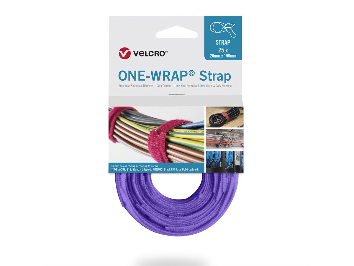 VELCRO® One Wrap® Strap 20mm x 330mm, 25 Stück, violett