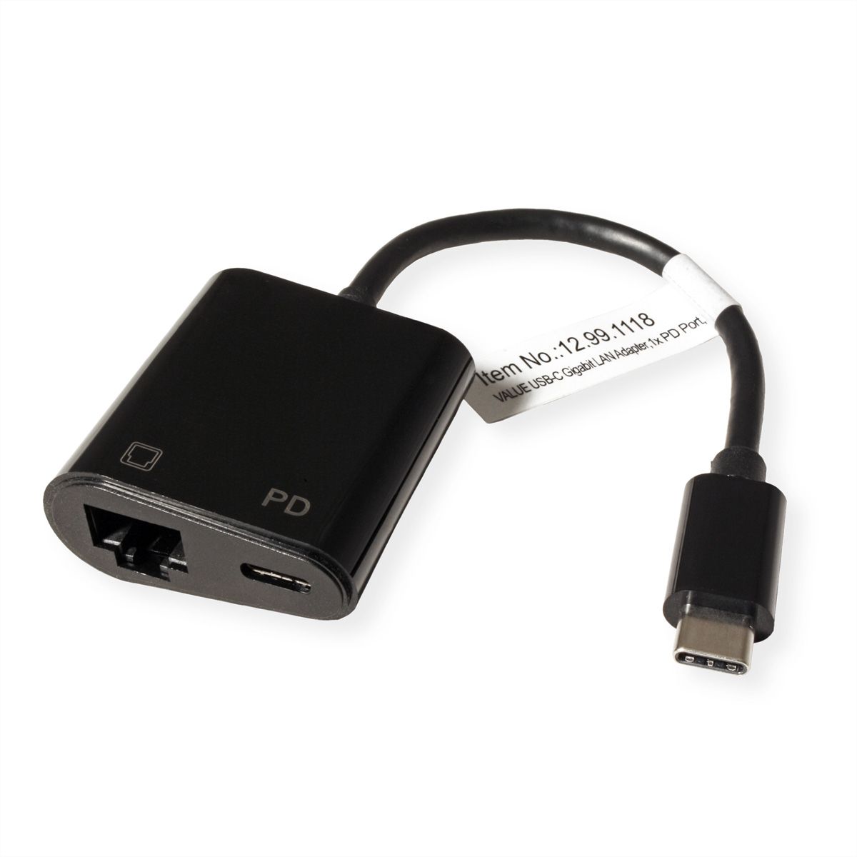 VALUE Convertisseur USB-C - Gigabit Ethernet, PD Port, 100W