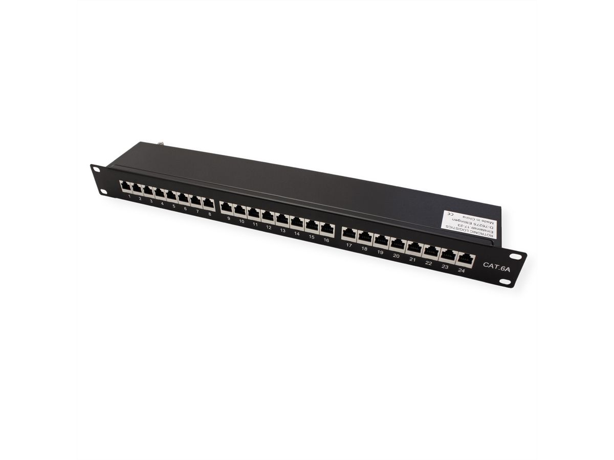 VALUE Panneau de brassage Cat.6A (Classe EA) 19", 24 ports, blindé, noir