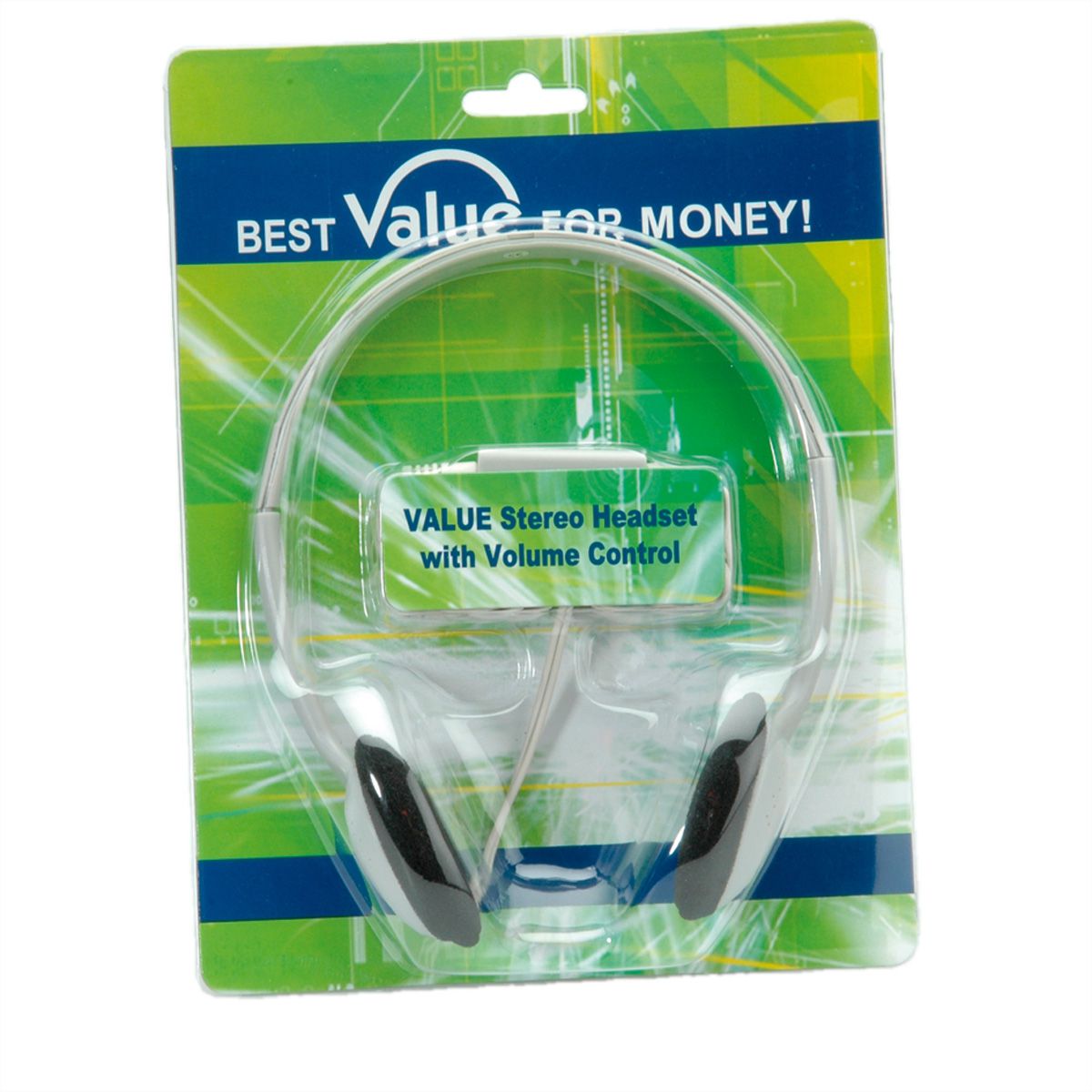 VALUE Casque stéréo avec réglage du son, gris