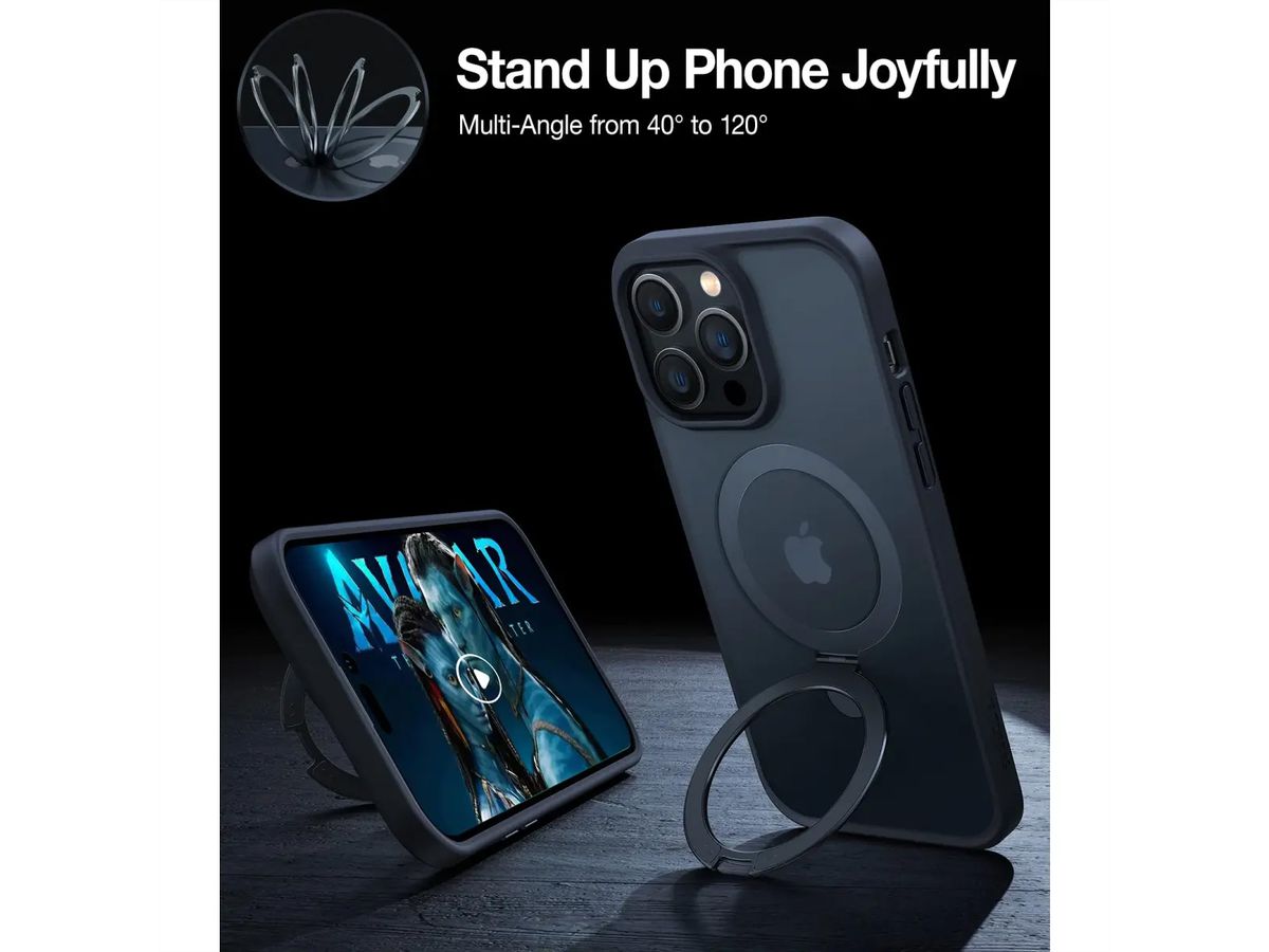 Torras UPRO Ostand Matte Schutzhülle, iPhone 14 Pro Max, MagSafe, schwarz