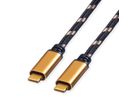 ROLINE GOLD Câble USB4 Gen3x2, C–C, M/M, 8K UHD-2, 40Gbit/s, 100W, noir / or, 2 m
