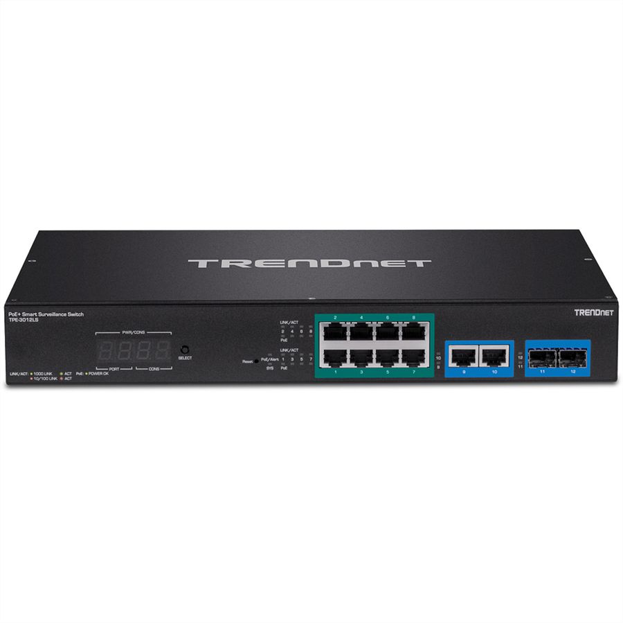 TRENDnet TPE-3012LS Switch 12 ports Gigabit PoE+ Smart Surveillance