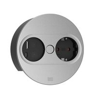 BACHMANN TWIST 2 1xCEE7/3 1xUSB A/C 22W 0,2m GST18 argent rond, Mess.p.Ph. 5G2,5 CEE3x16A Lan Commutation p.D.