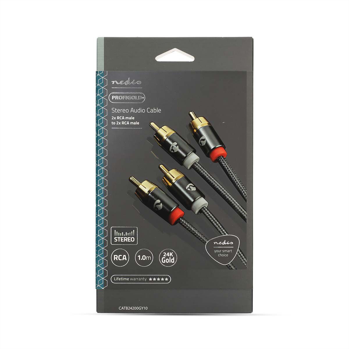 Nedis Stereo-Audiokabel, 2x Cinch, ST/ST, grau, 1 m
