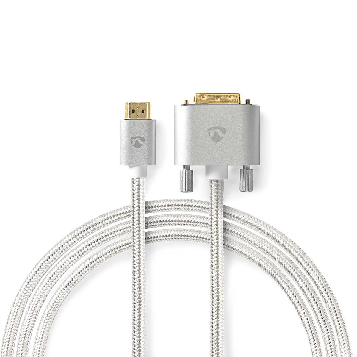 Nedis DVI vers HDMI, ST/ST, argent, 2 m