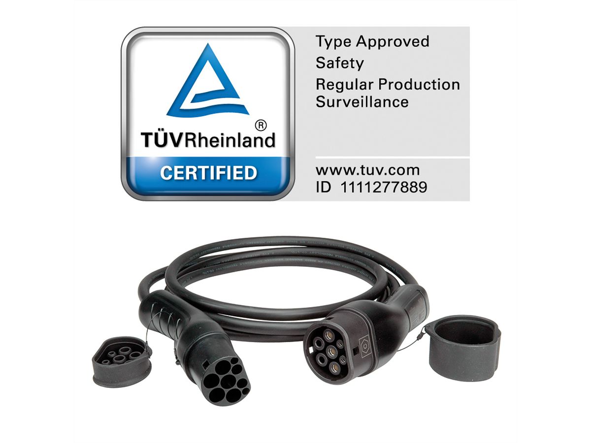 ROLINE E-Auto Ladekabel Typ2, 1-phasig, 250VAC (1P+N+E), 32 A, 7,4 kW, 3 m