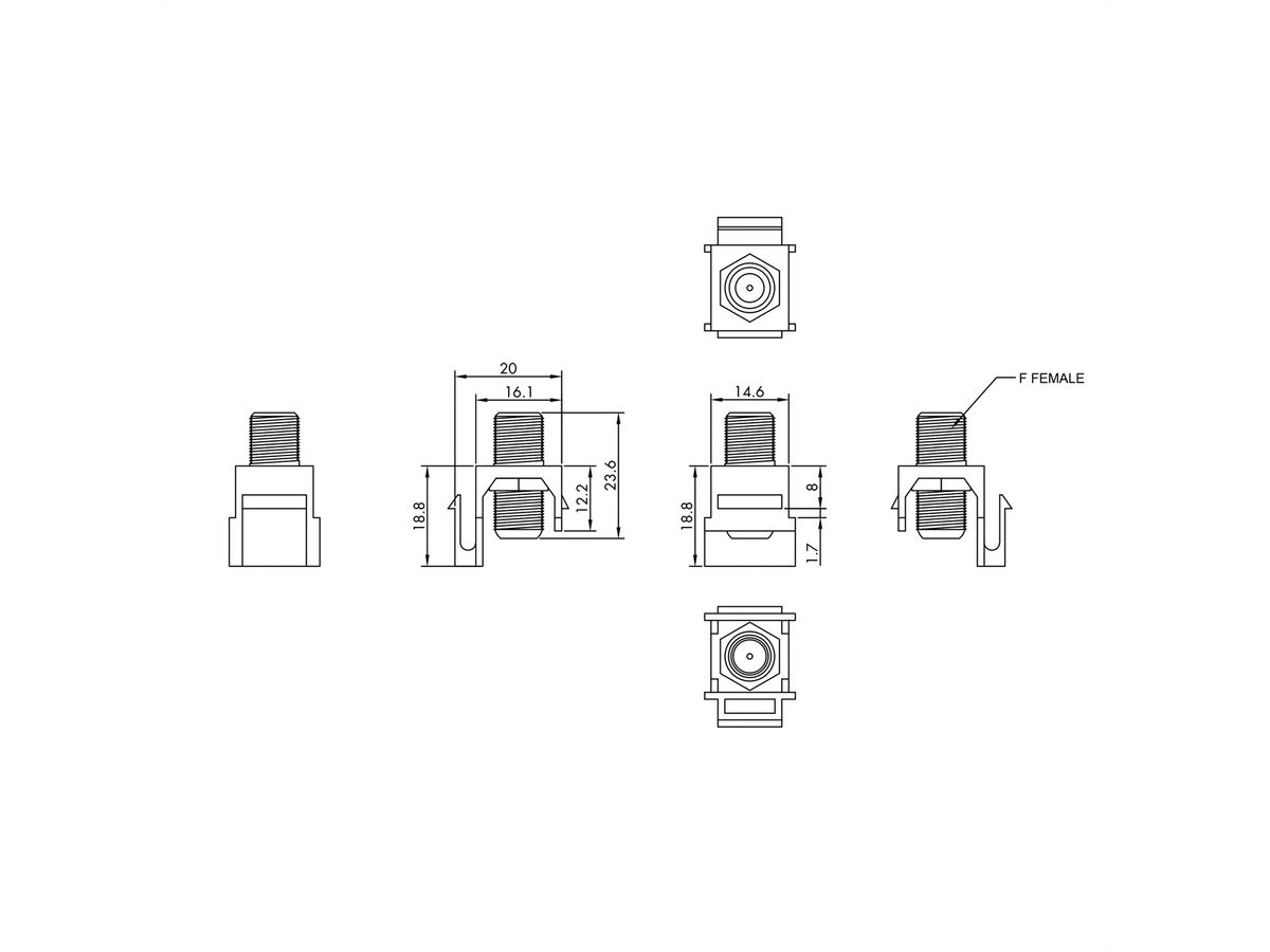 VALUE Coupleur Keystone type F, plastique