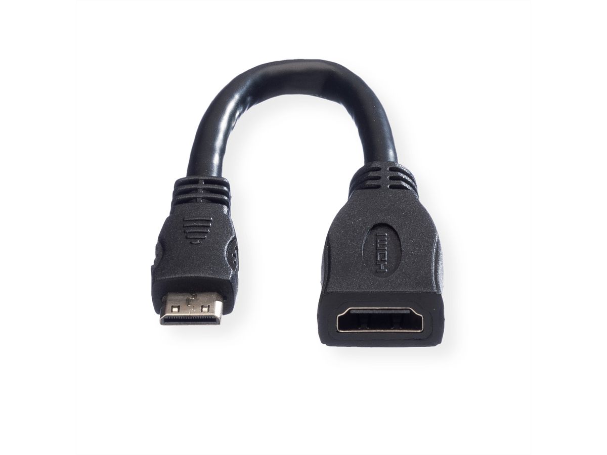 VALUE HDMI High Speed Kabel mit Ethernet, HDMI BU - Mini HDMI ST, 0,15 m