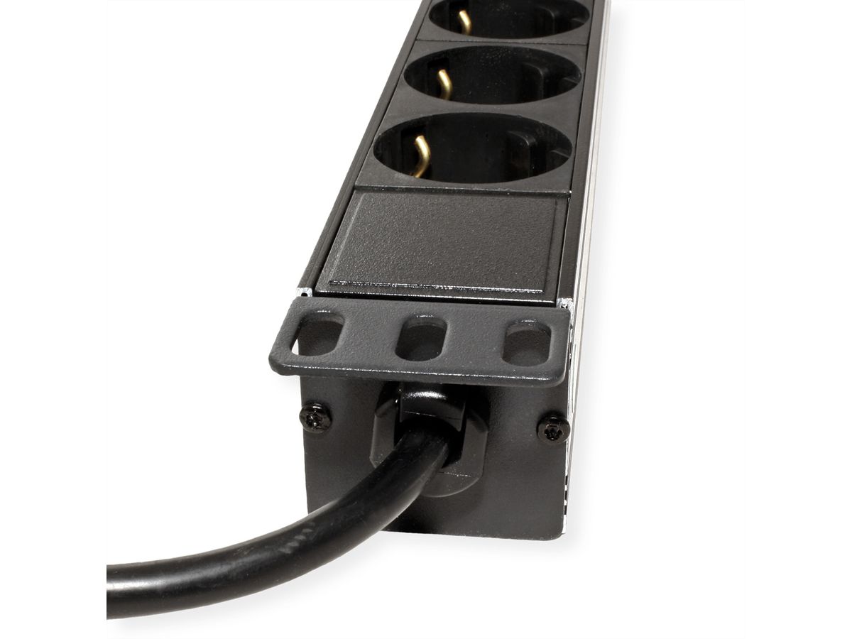 VALUE 19-Zoll-Steckdosenleiste 8fach, 1 HE, Schutzkontakt-Stecker, 1,8 m