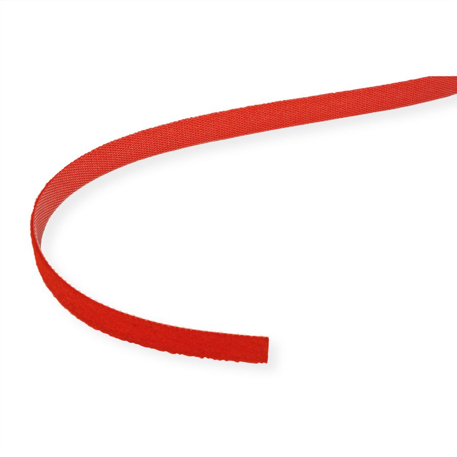 VALUE Bande auto-agrippante sur rouleau, 10mm, rouge, 25 m