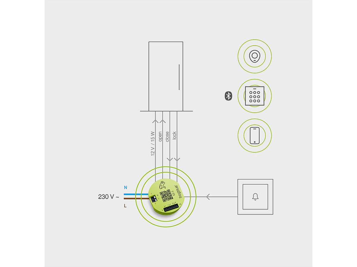 frogblue frogEntry 2-3, module d'ouverture de porte à 2 canaux (12V) avec 3 entrées basse tension