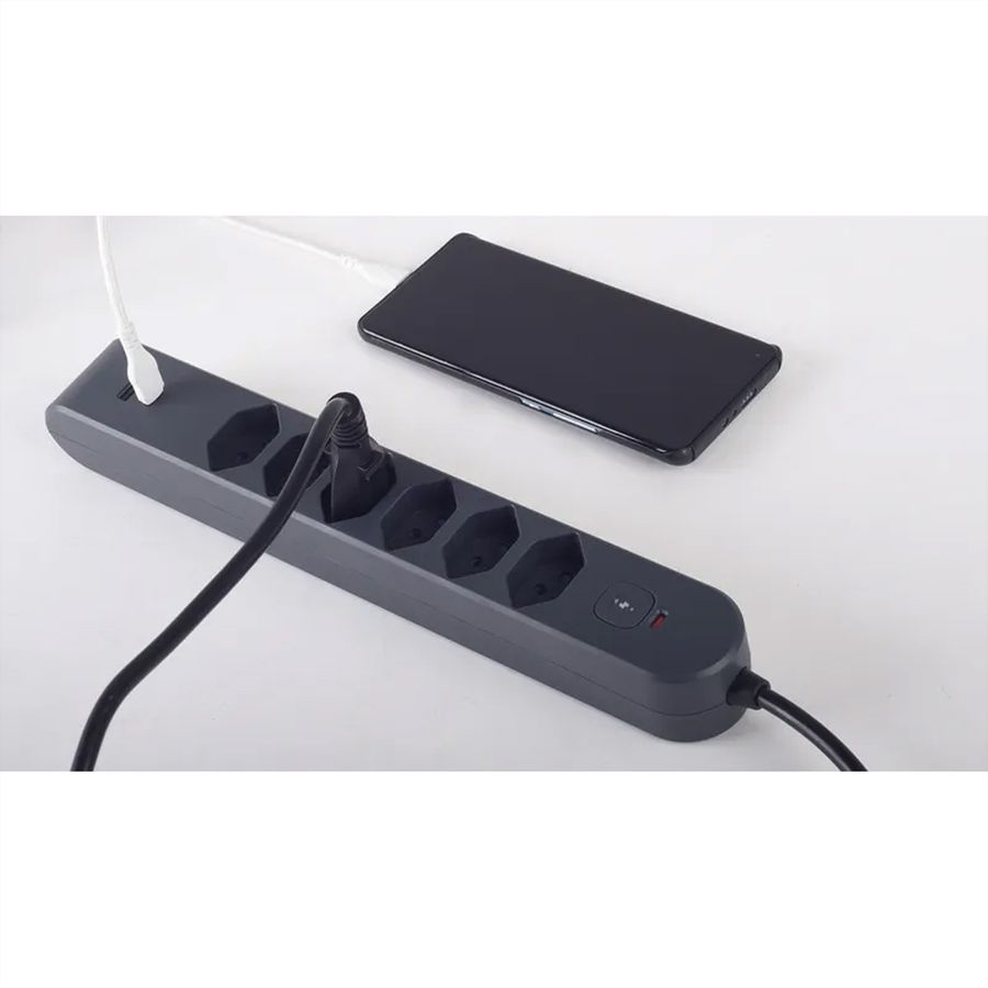 Steffen Bloc multiprises de bureau Alu Desk, 2x T13, 1x USB-A, 1x USB-C, 1.5m, blanc