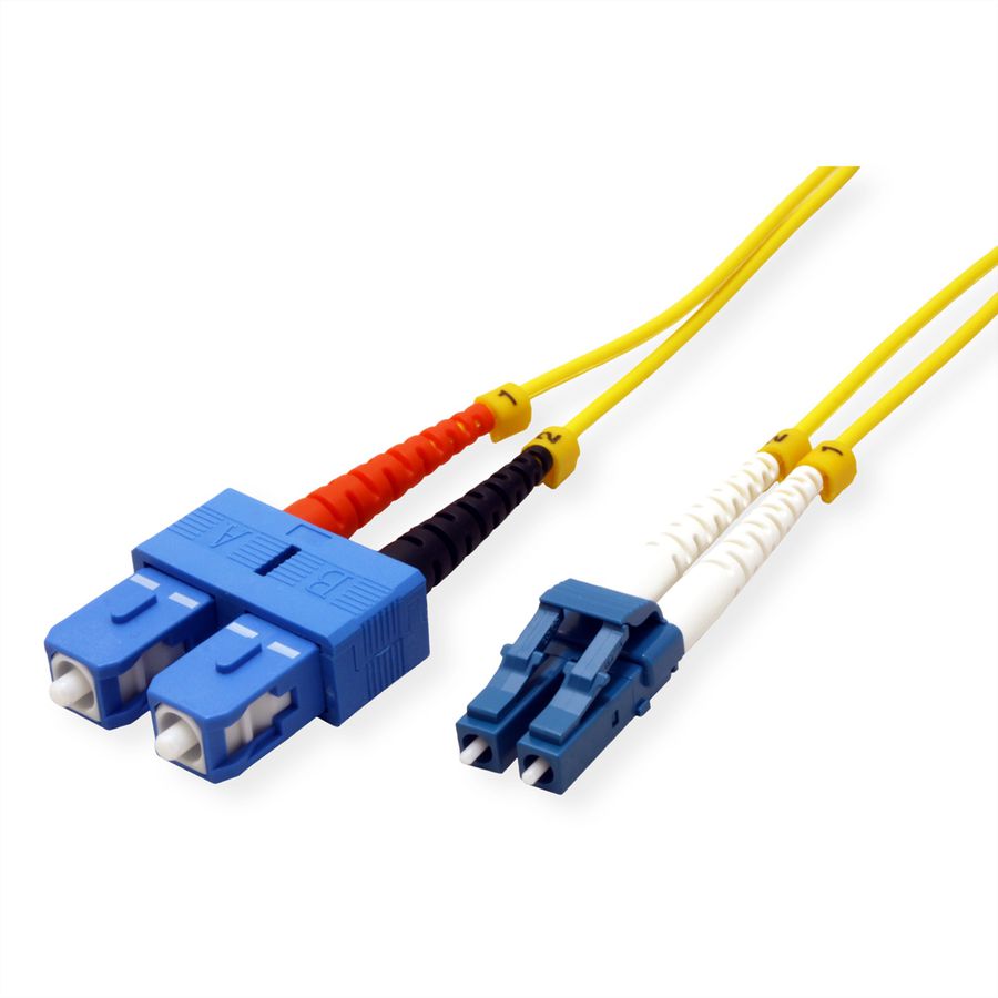 ROLINE LWL-Kabel Duplex, Single Mode 9/125µm OS2, LC/SC, LSOH, gelb, 2 m