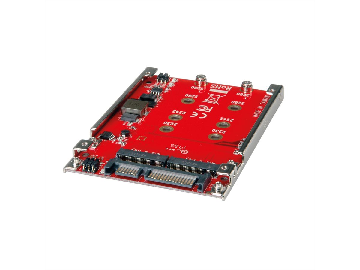 ROLINE M.2 zu SATA III SSD H/W Adapter, 2x M.2 NGFF SSD, Boot- und RAID-fähig