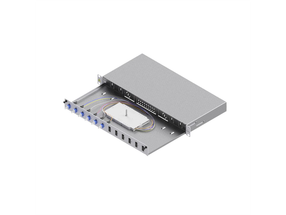 EasyLan LWL-Spleißbox Grade C 19-Zoll 1HE, 12 Ports, 6x LC-Duplex, OS2