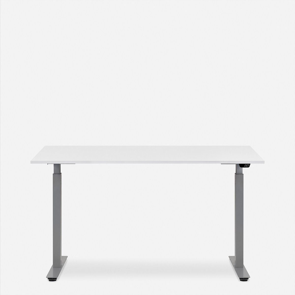 WRK21 Bureau Smart 160 x 80 cm, Hauteur réglable, Blanc uni / Gris