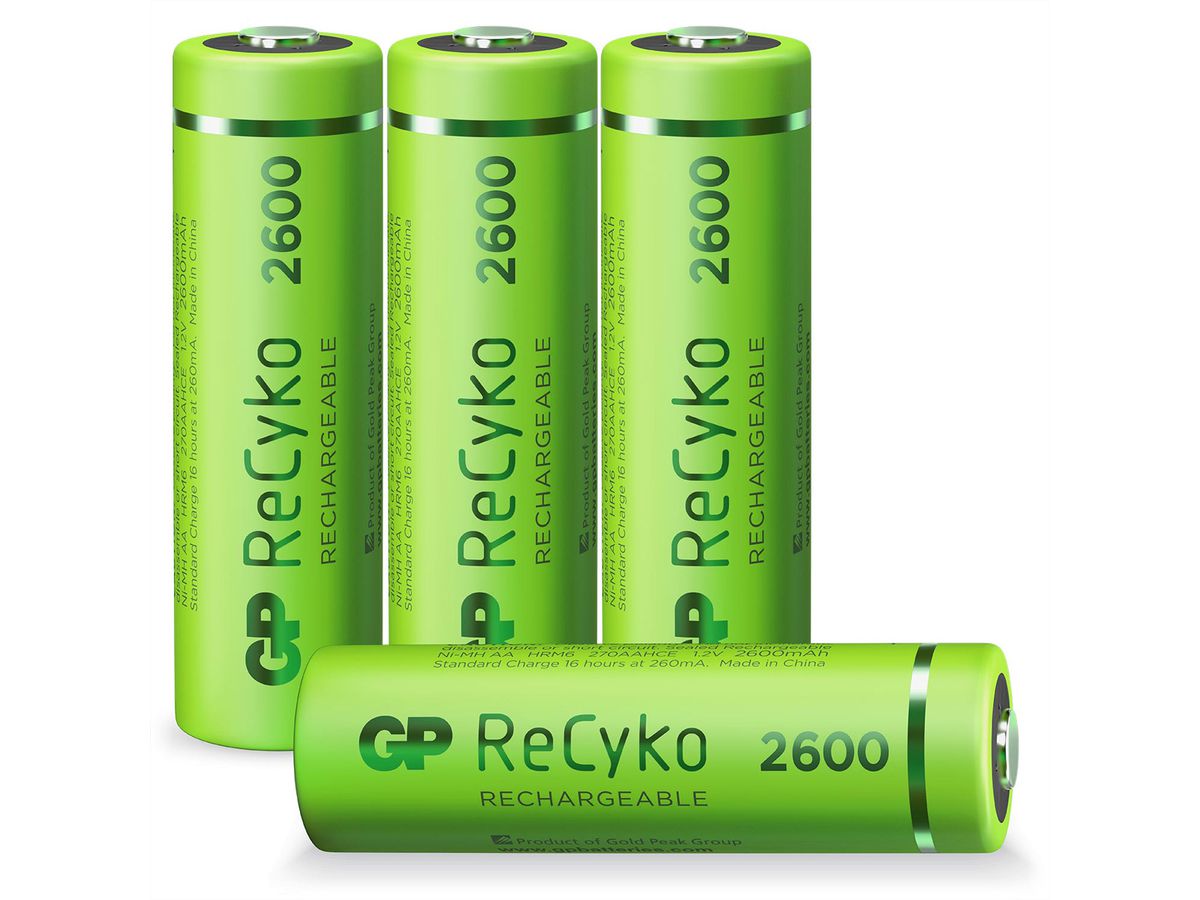GP Batteries RECYKO+, HR06, 4x AA, Mignon, Akkus, NiMO, 2600mAh