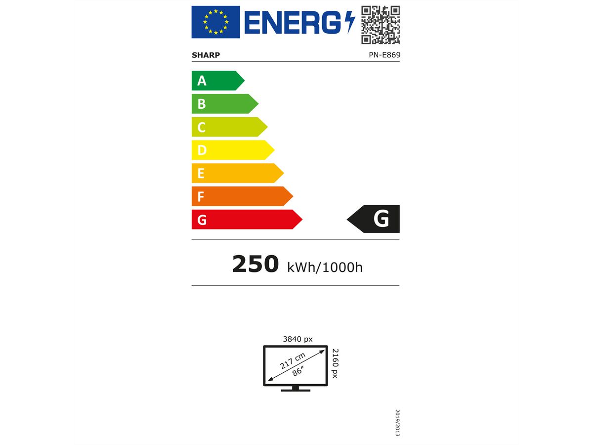 Sharp Signage Display MultiSync E869 , 86", UHD, 16/7, 350cd/m²