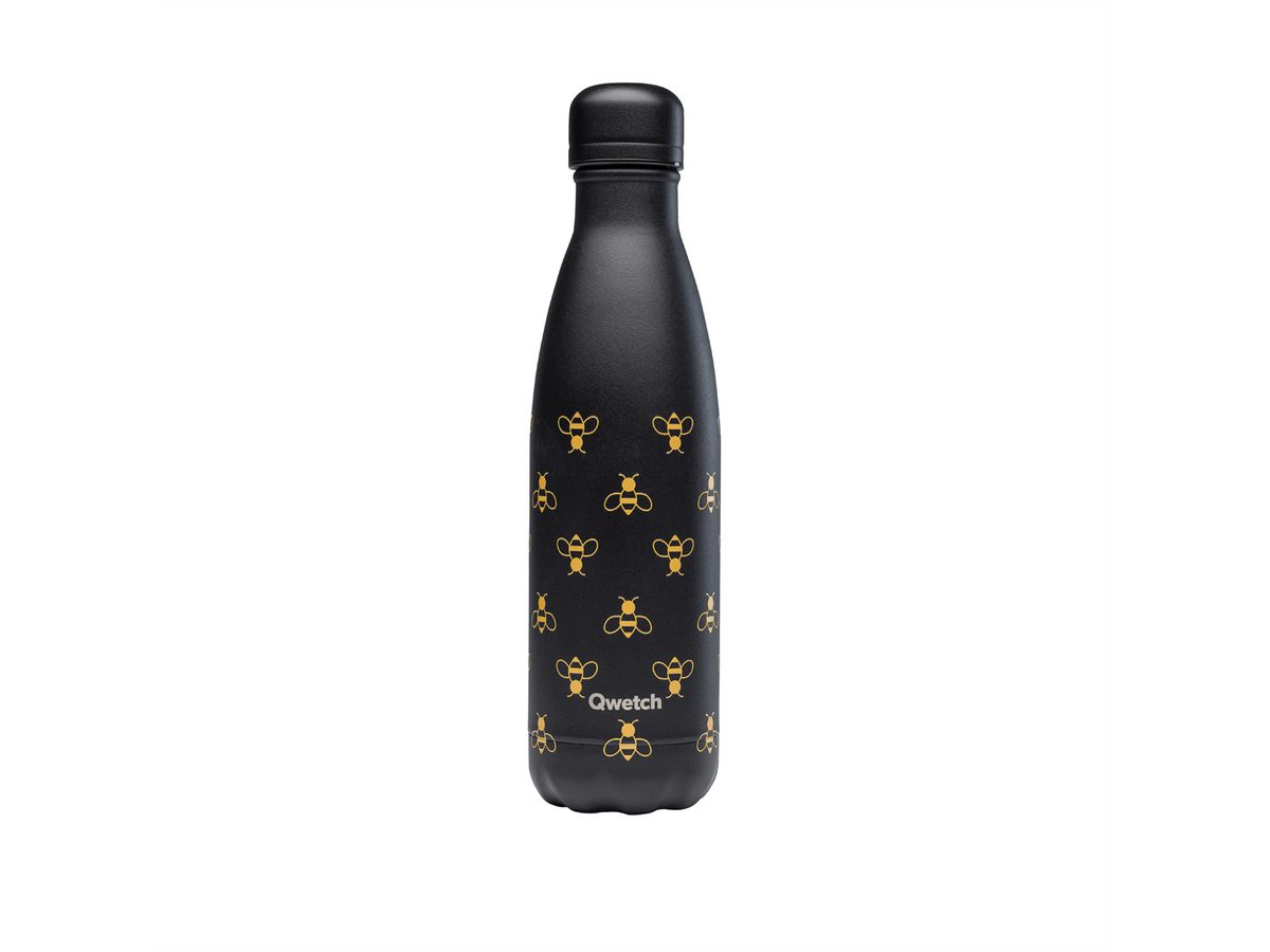 Qwetch Bee Bouteille Isotherme Inox, 500ml, noir