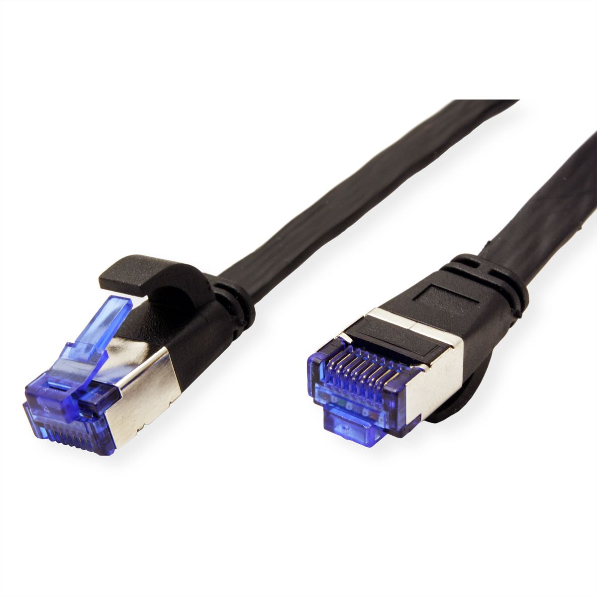 Cordon VALUE Cat.6A (Classe EA) F/UTP confectionné, plat, noir, 0,5 m