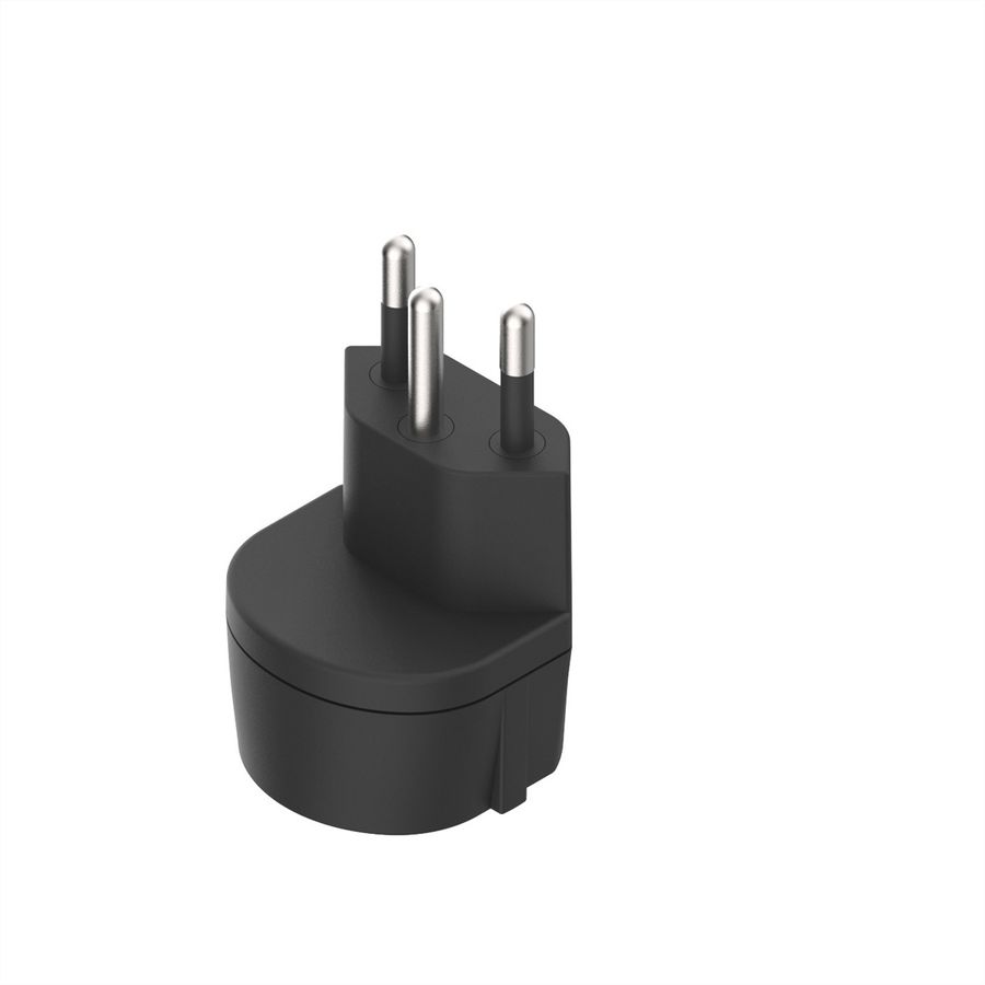 Adaptateur fixe D, prise de sécurité/CH, 3 pôles, T12, noir, Bulk