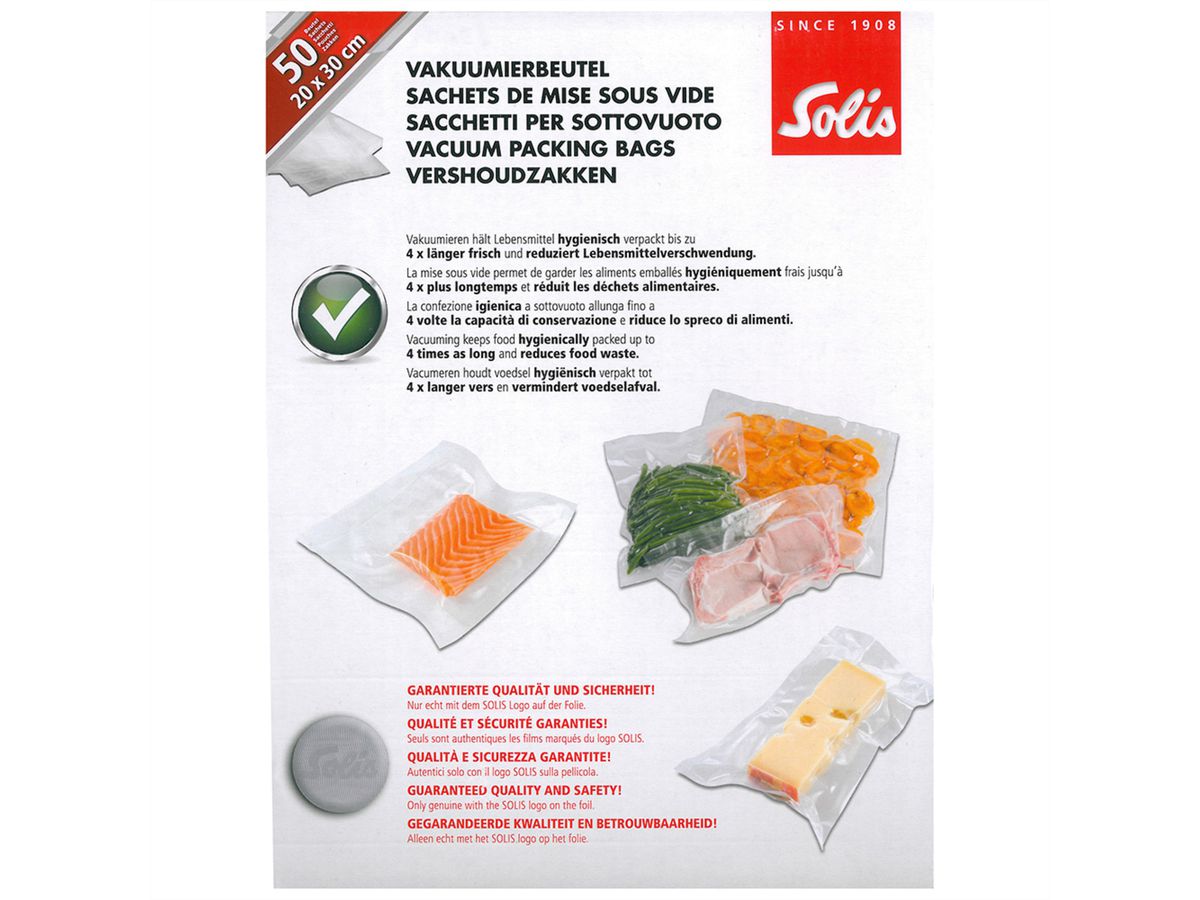 Sacs sous vide Solis Standing , Idéal pour les appareils de mise sous vide et la conservation des aliments