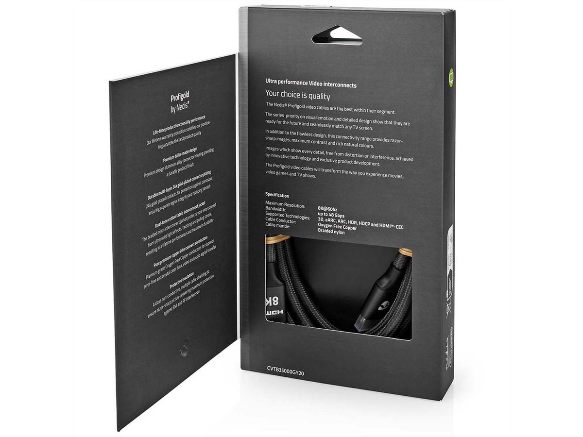 Nedis 8K HDMI Ultra HD Kabel, ST/ST, grau, 2m