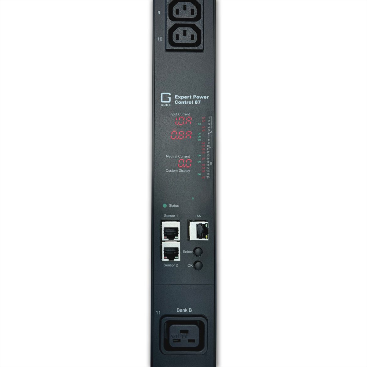GUDE EPC 87-1210-18 20-fach switched & metered PDU, vertikaler Einbau 0HE, schwarz, 135 cm