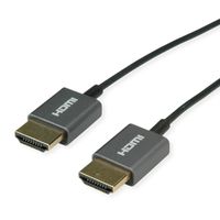 ROLINE Câble HDMI Ultra HD avec Ethernet, 4K, M/M, ultra-slim, coaxial, noir, 2 m