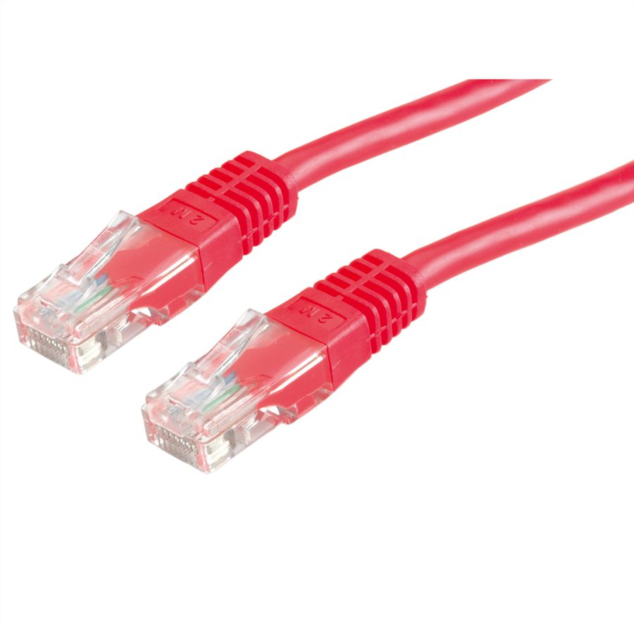 Cordon ROLINE Cat.5e (Classe D) UTP confectionné, PoE, rouge, 0,5 m